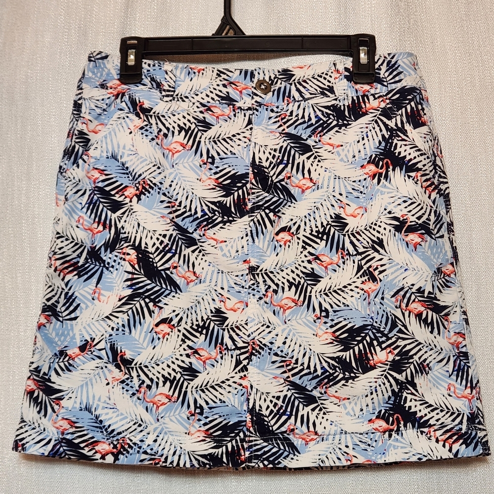 CJ Banks Flamingo Skort Size 6 Blue Under Shorts